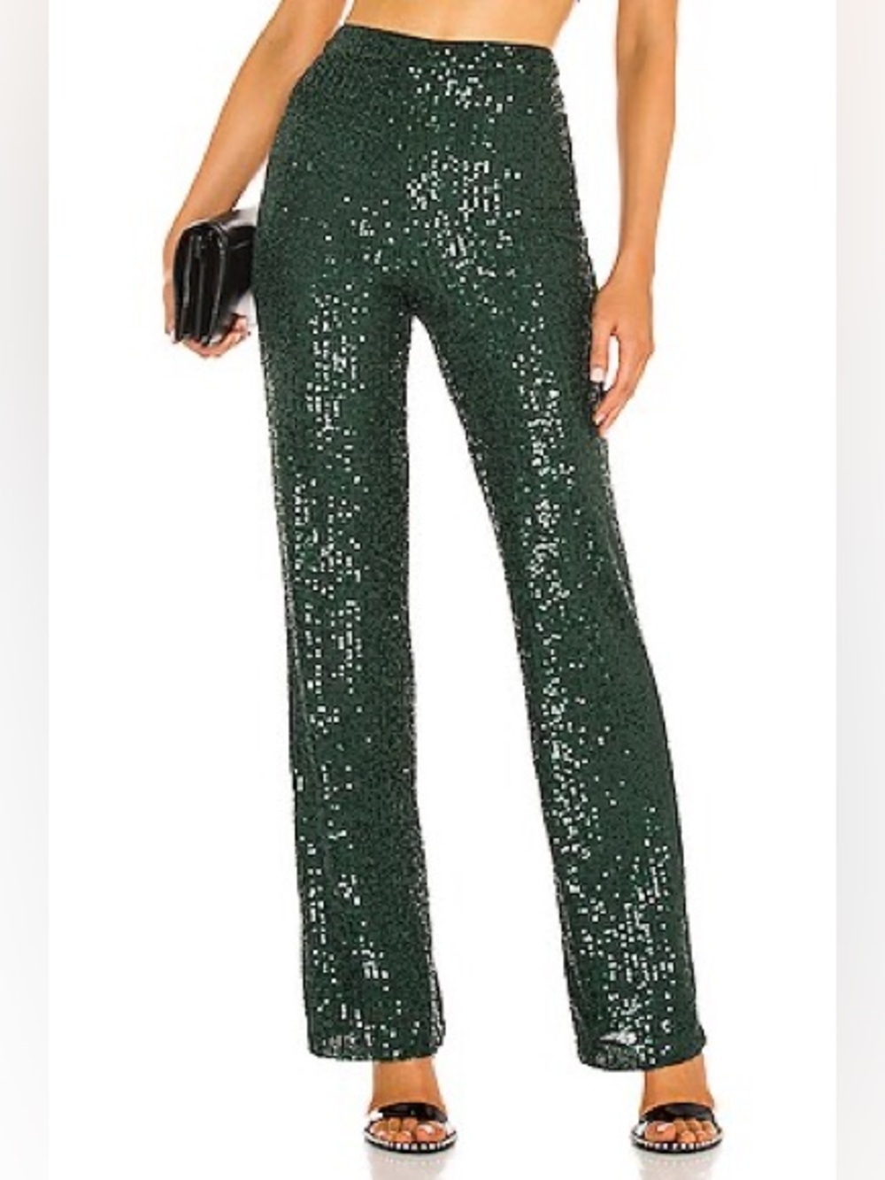 Revolve Camila Coelho Calvin Emerald Green Sequin Straight-Leg Pants XS